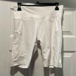 White biker shorts.